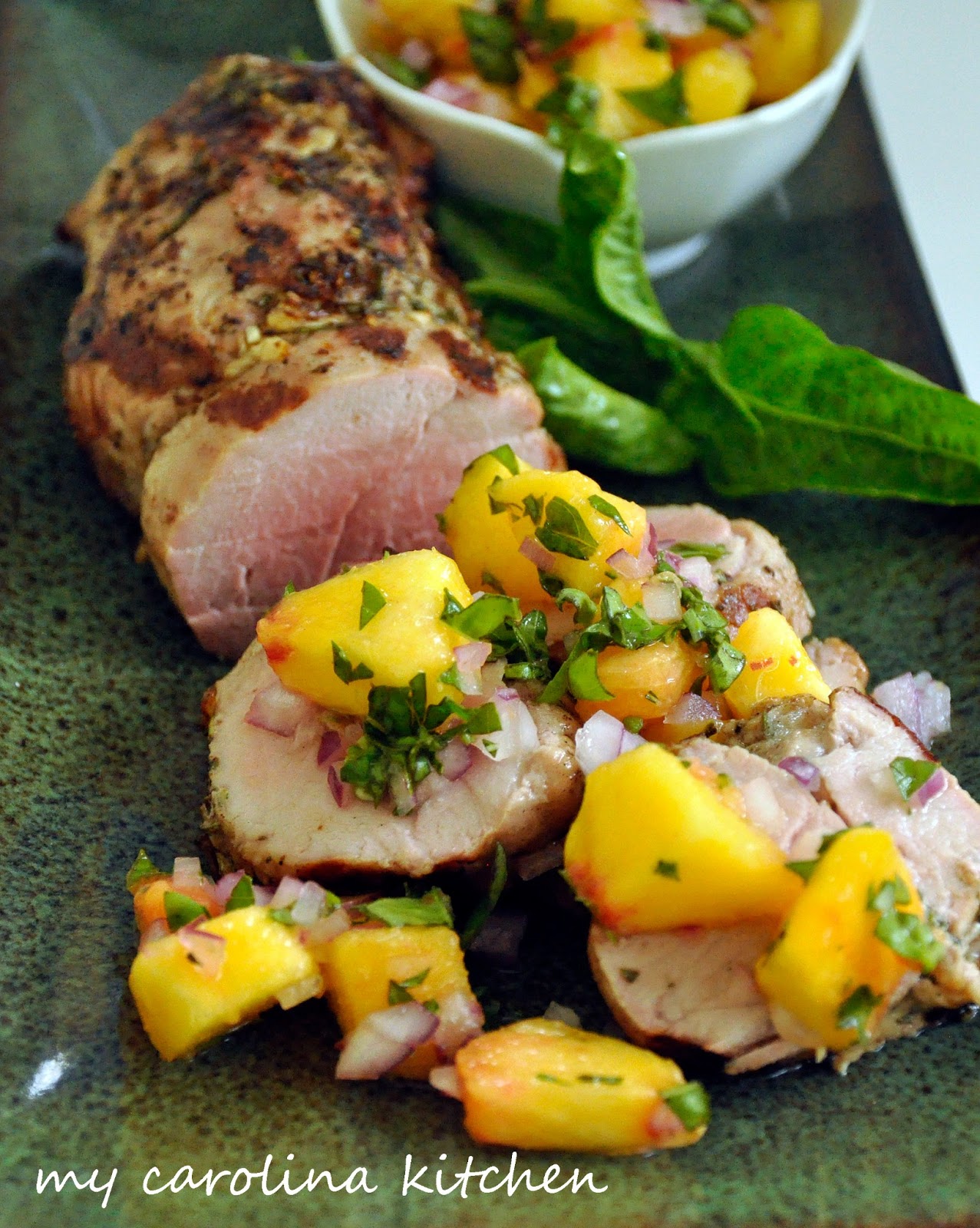 My Carolina Kitchen Grilled Pork Tenderloin with Peach Lime Salsa