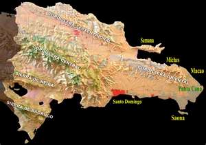 Mapa de República Dominicana, cordilleras Mapa de República Dominicana, cordilleras