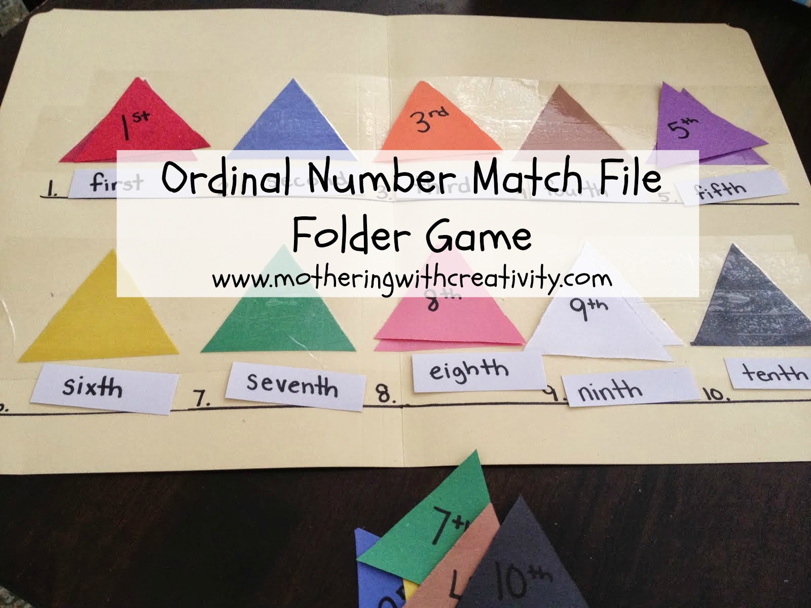Mothering with Creativity Ordinal Number Match File Folder