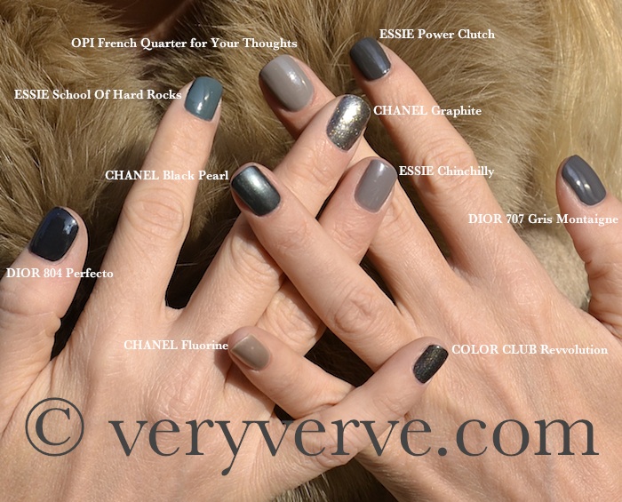 Маникюр - советы бывалых - Страница 6 Dior-perfecto-gris-montaigne-chanel-black-pearl-graphite-fluorine-essie-school-of-hard-rocks-+chinchilly-power-clutch-opi-french-quarter-for-your-thoughts-color-club-revvolution-nail-polish-fall-winter-2011-comparison-swatches-1-veryverve