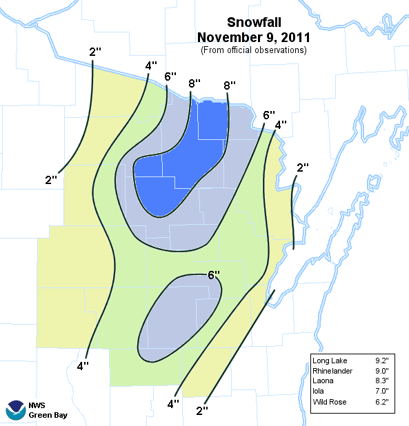 ReelWeather Snow Totals in NE Wisconsin