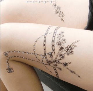 beautiful design flowers thigh tattoo