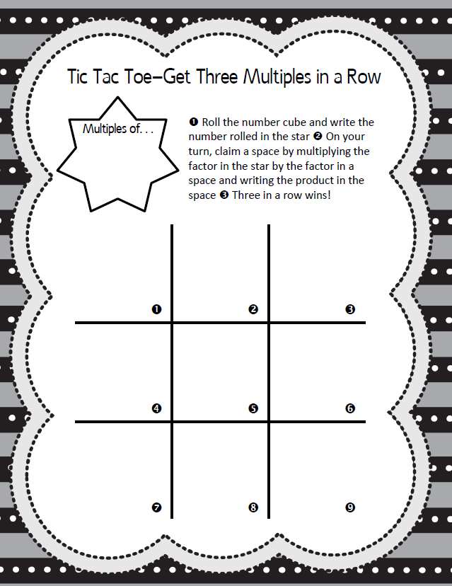Tic Tac Toe..All Your Multiples in a Row - Math Coach's Corner