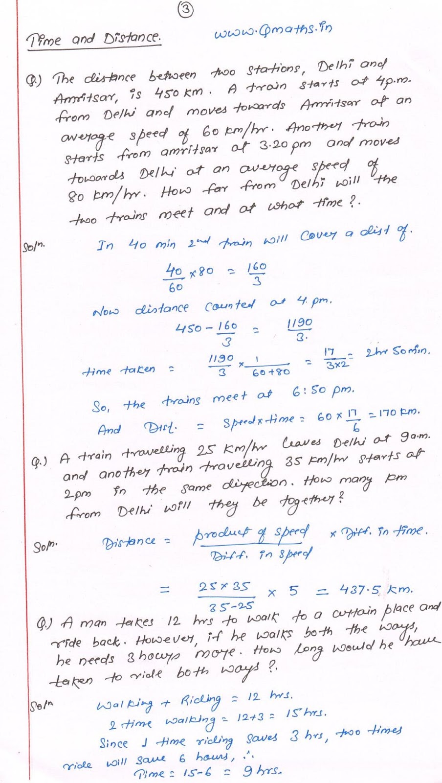 Most Important Questions on Time and Distance (Solved) for SSC CGL