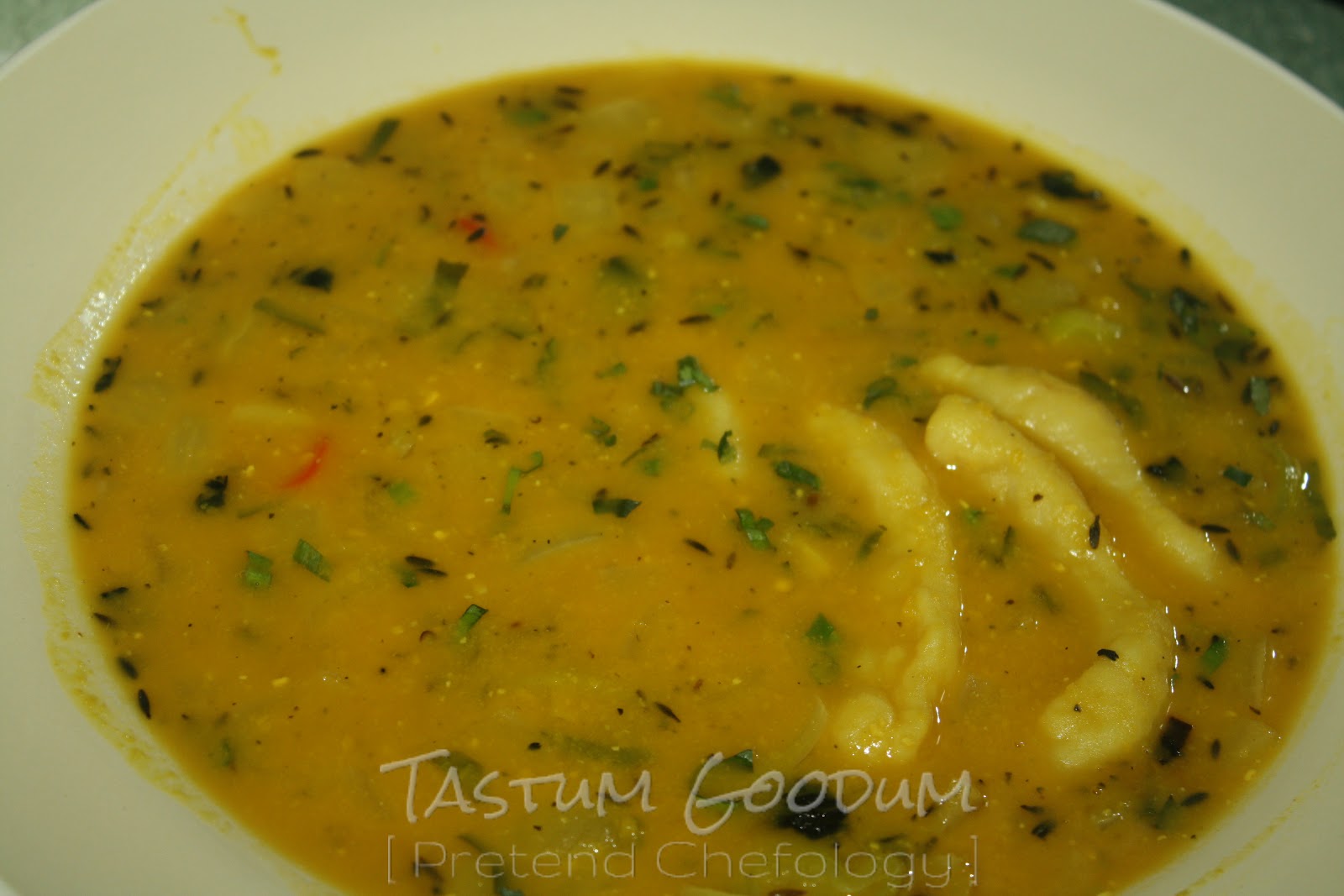 Tastum Goodum Dhal Dumpling (Split Pea Soup with Dumplings)