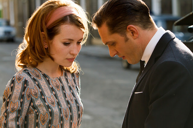 Emily Browning as Frances Shea & Tom Hardy as Reg Kray in Legend