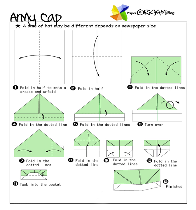 News Paper Origami An Army Cap Paper Origami Guide