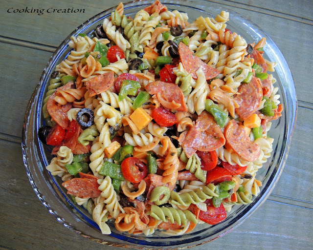 Cooking Creation Italian Pasta Salad with Pepperoni & Red Wine Vinaigrette
