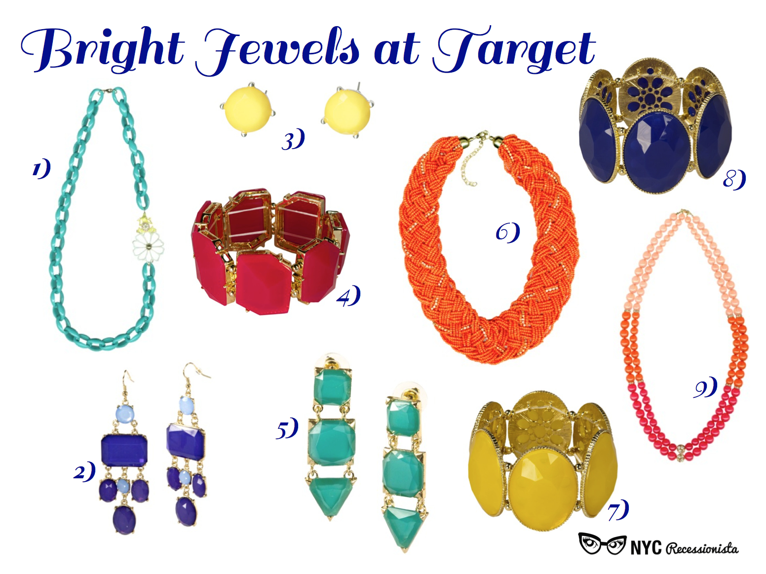 Jewelry in bright, bold colors at Target all under 20 NYC