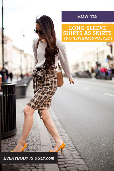 DIY: turn Long Sleeve Shirts into skirts