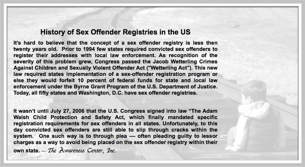 History Of Sex Offender Registries In The United States.