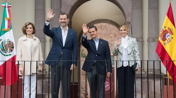 Queen Letizia of Spain and King Felipe of Spain, Mexican President Enrique Pena Nieto and his wife Angelica Rivera visit the colonial Museum of Guadalupe in Guadalupe