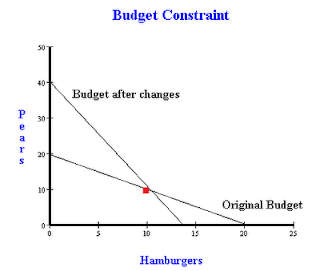 Budget Constraint graph with changes in prices and income