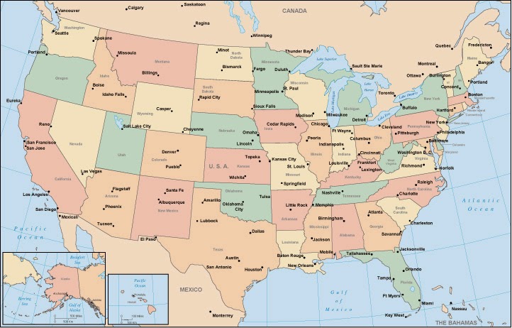 Map Of Usa Showing States And Major Cities