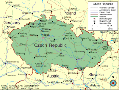 République Tchèque Carte Pays Département