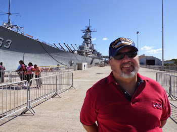 Tim in front of the USS Missouri