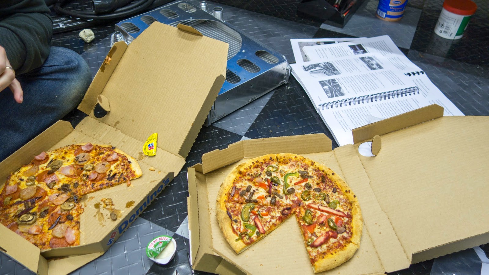 An energy boosting Domino's to gather our thoughts.