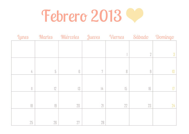 Calendario febrero 2013