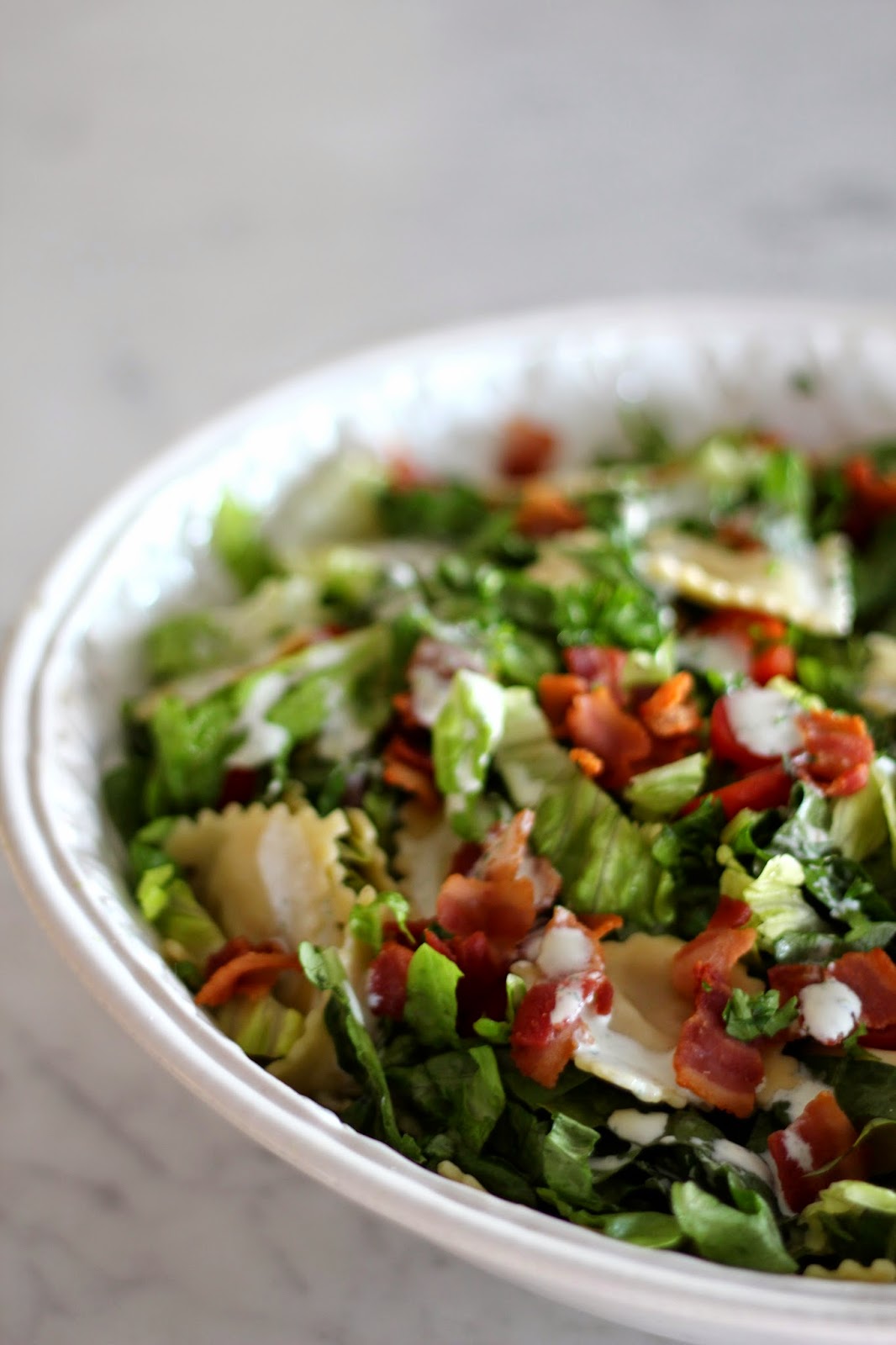 A Bountiful Kitchen BLT Pasta Salad with Buttermilk Ranch Dressing