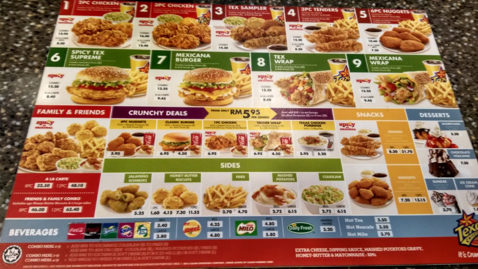 Texas chicken menu