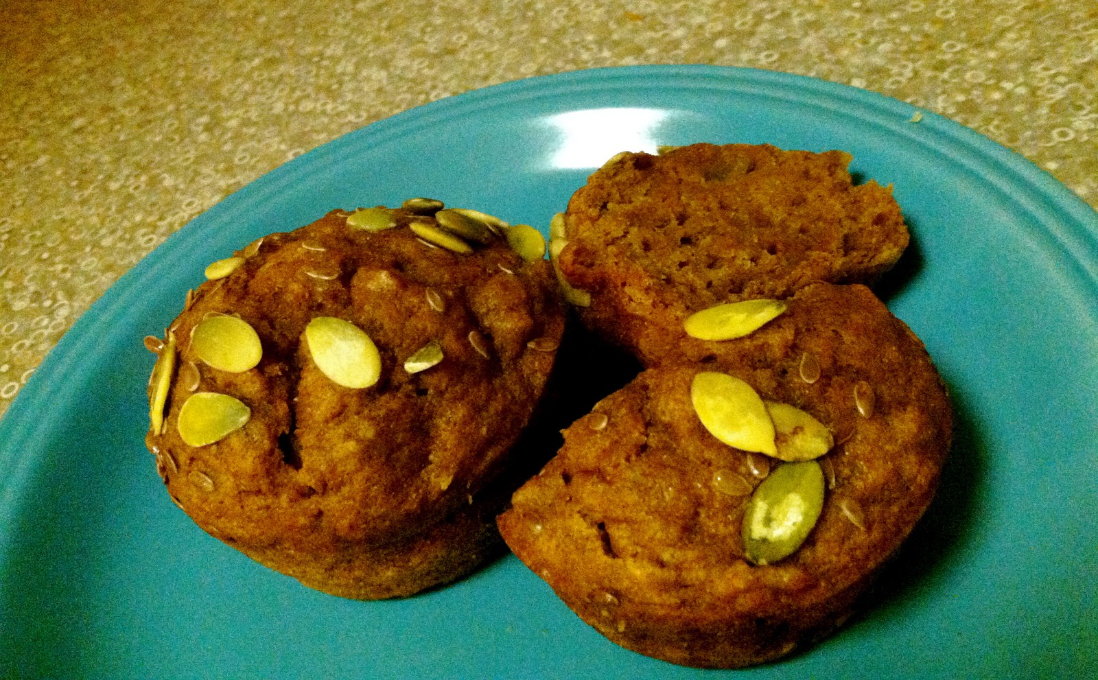 Something Simple Low Fat Pumpkin Muffins with Pepitas and Flaxseed