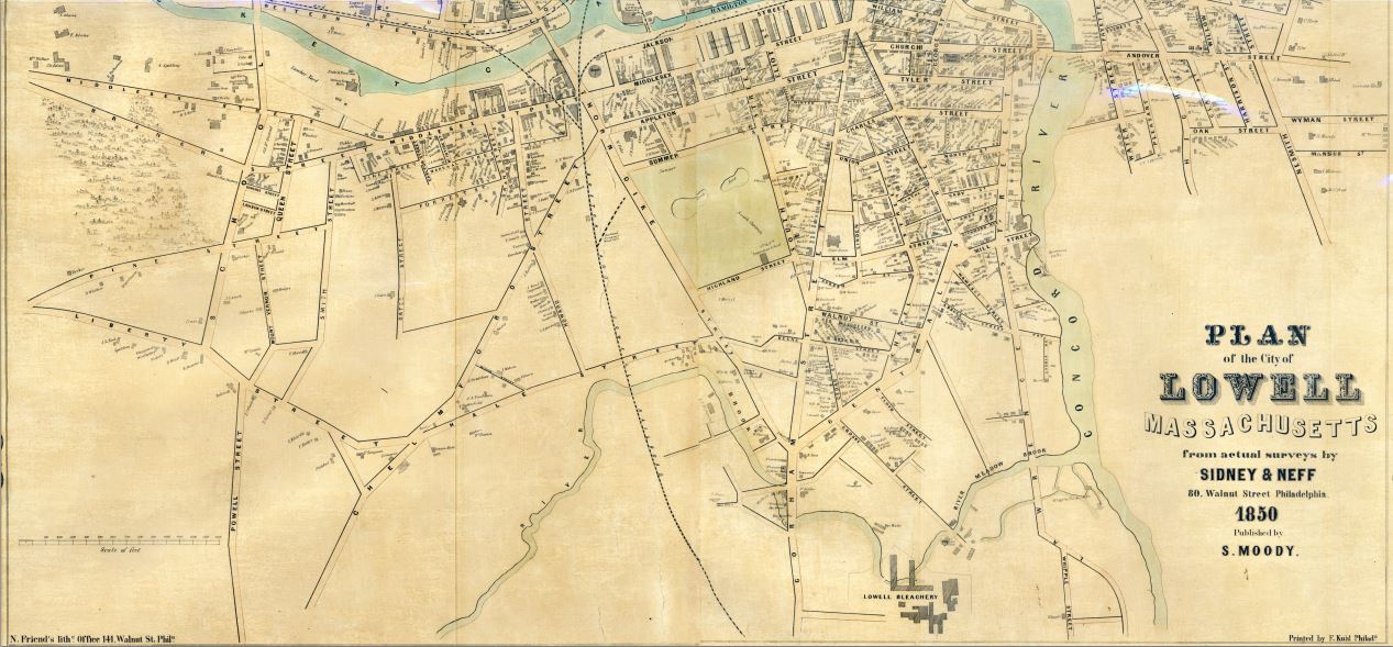 Tangled Trees Map of Lowell, Massachusetts c.1850