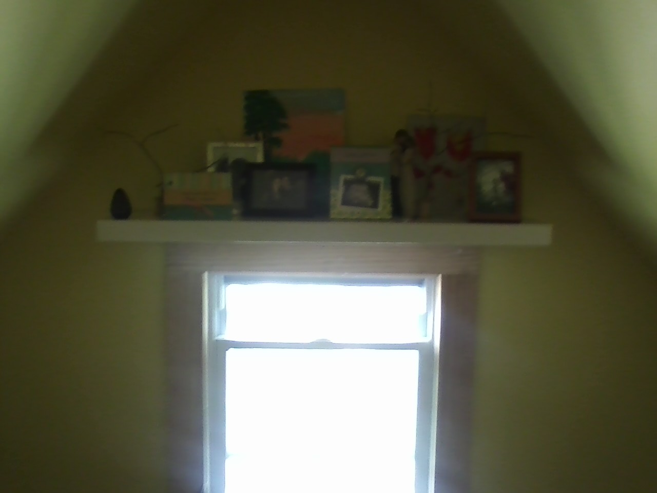 Hodges HiJinks darren's room. Window with floating shelf above.