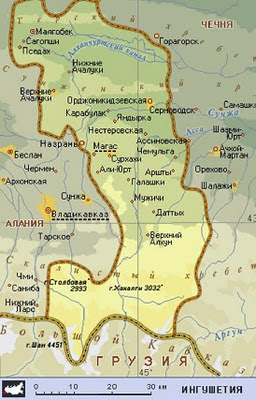 Карта Ингушетии