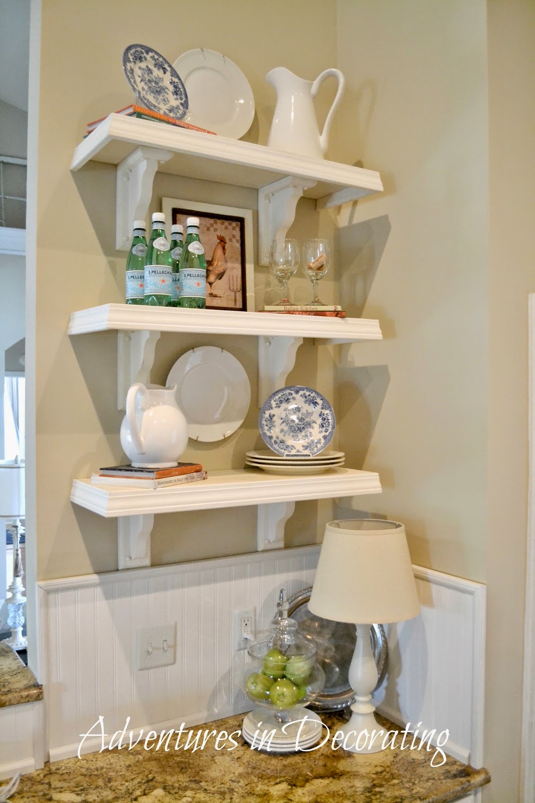 Adventures in Decorating Spring Kitchen Shelves