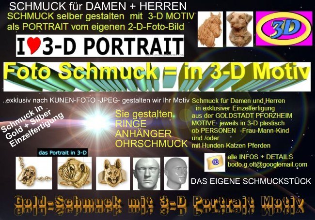 Damen&Herren GoldSchmuck mit eigenem 3D Portrait Motiv