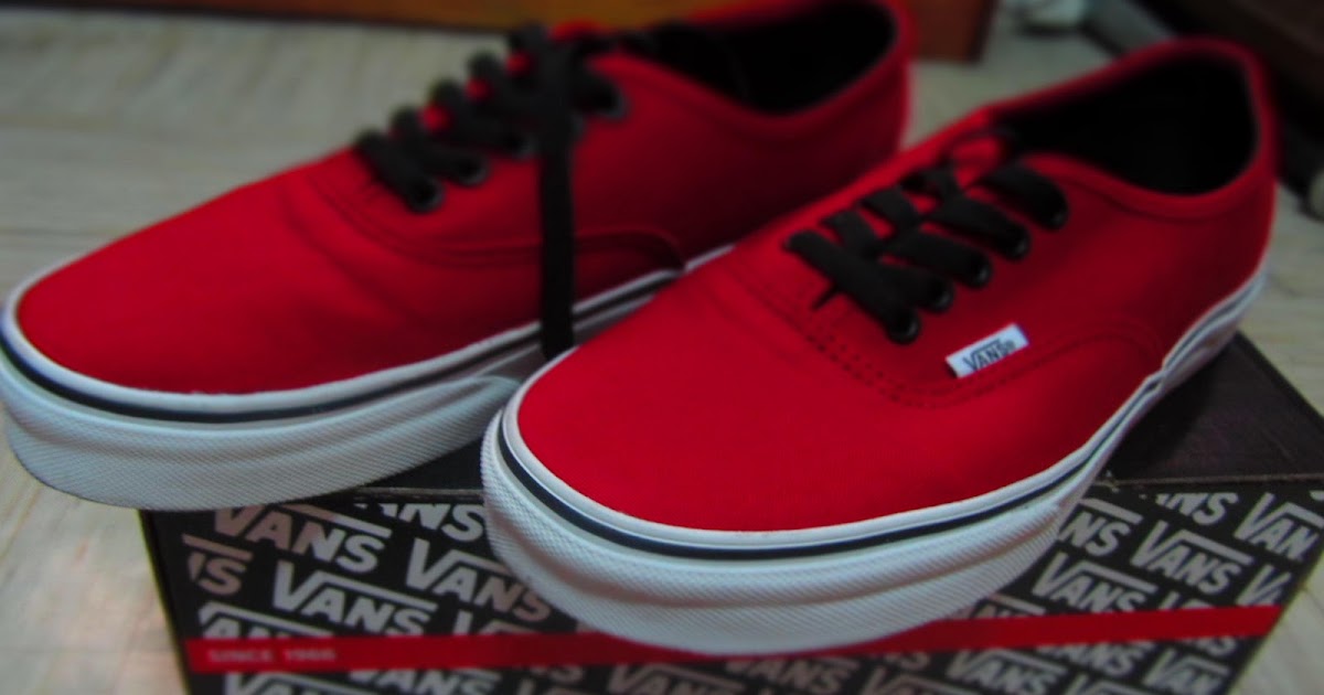vans authentic red black
