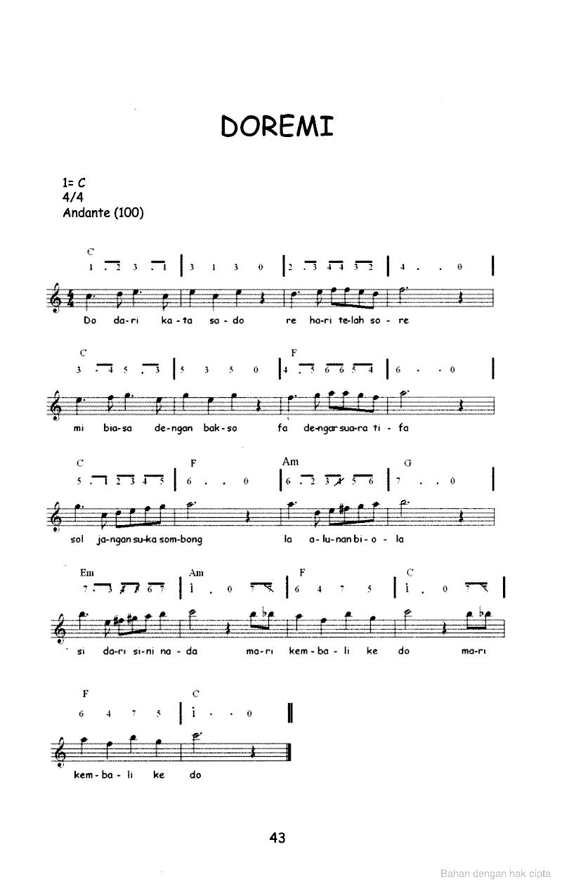 20 Koleksi Not Angka Lagu Anak Anak Not Angka Lagu