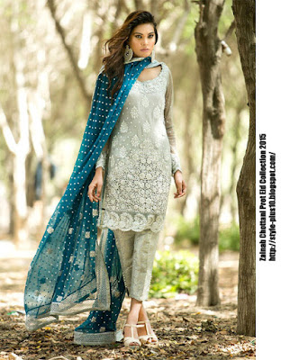 Silver & Teal Dress silver-dress-with-teal-colored-dupatta-zainab-chottani-eid-pret-2015