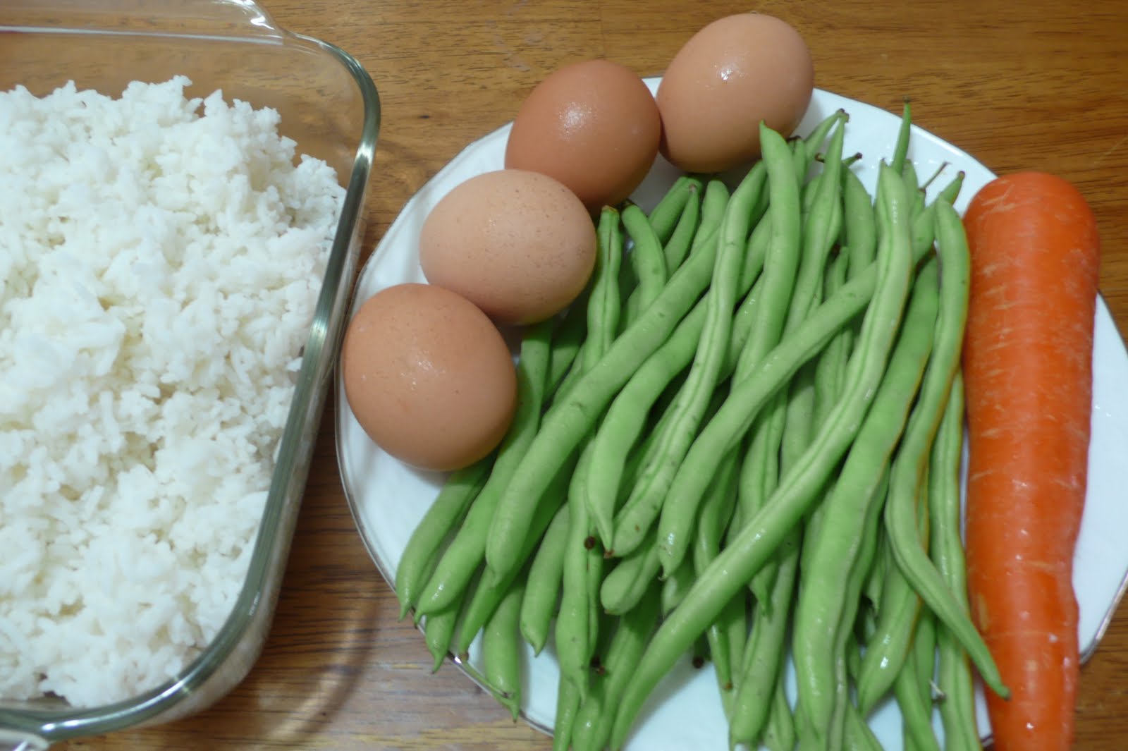 Fried Rice With French Beans and Carrots