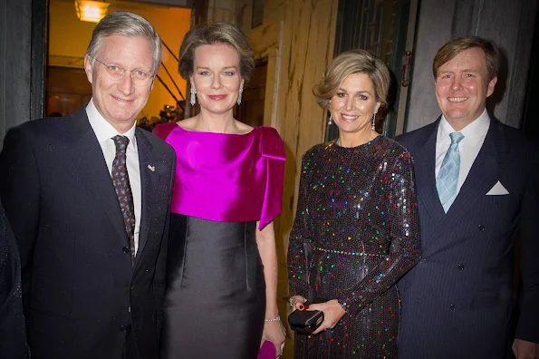 King Philippe and Queen Mathilde of Belgium and King Willem-Alexander and Queen Maxima of The Netherlands attended the opening concert for the Dutch presidency of the European Union council at the Bozar 