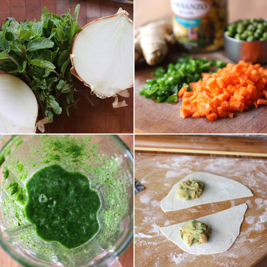 lisa is cooking Chickpea Samosas with Spicy Mint Sauce