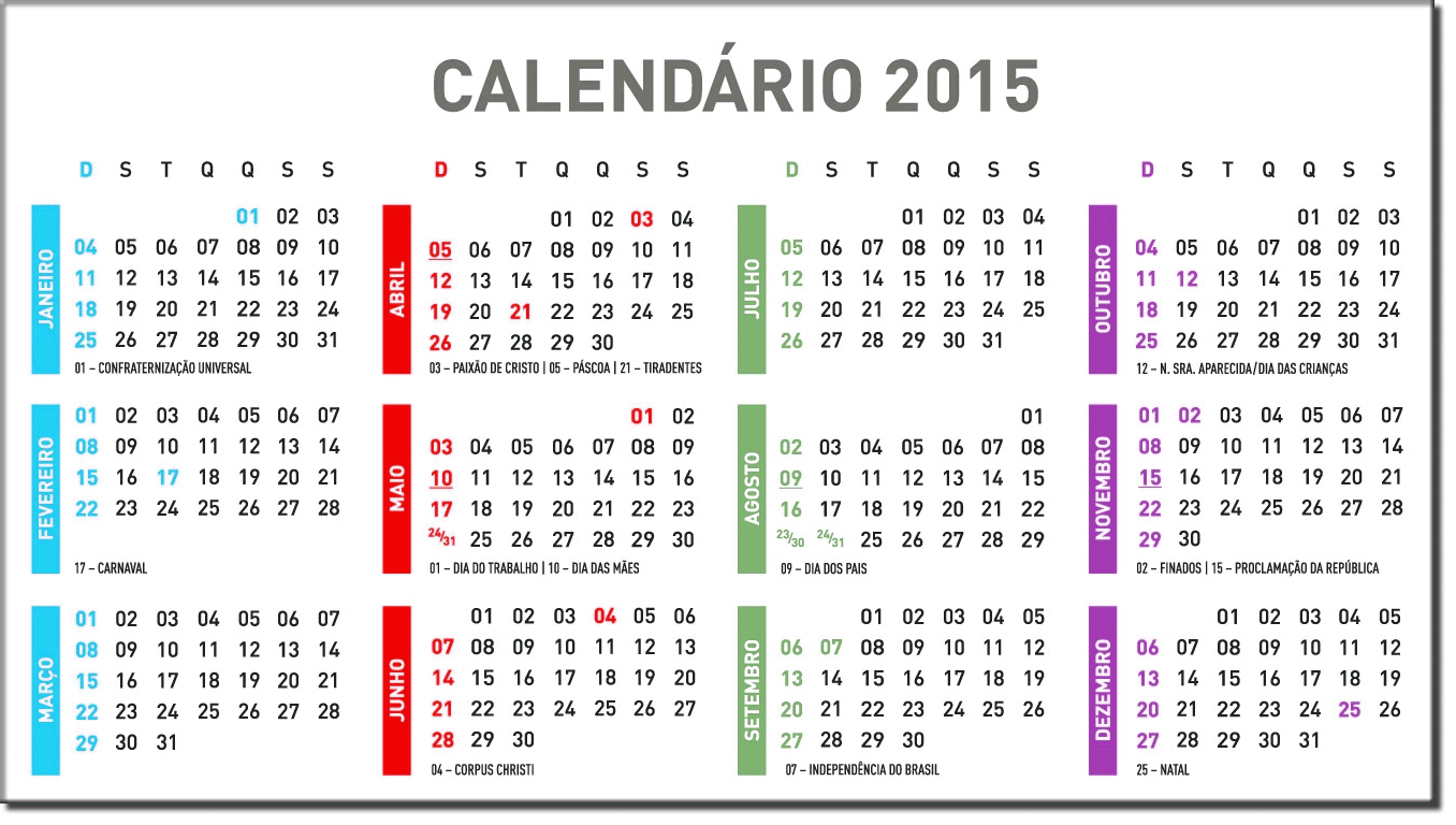 Calendario 2015 con feriados: ¡Imprímelo mes a mes! Calendario 2015 con feriados: ¡Imprímelo mes a mes!