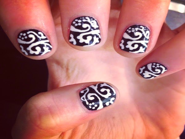 most beautiful black and white nail art designs