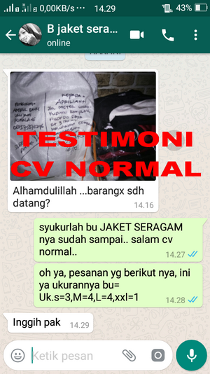 TESTIMONI PEMBELI JAKET SERAGAM SPORT CV NORMAL