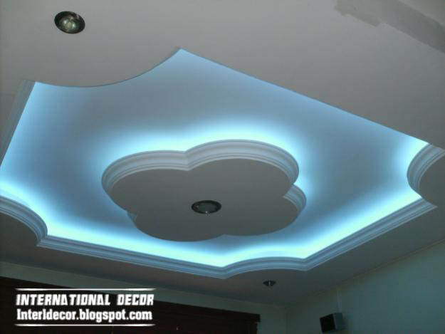 Gypsum Ceilings Designs With Blue Ceiling Lighting Ideas
