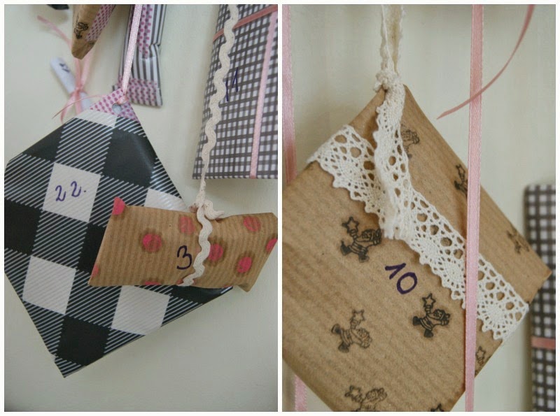 Do it yourself advent calender: Little surprises (presents) on hanger. Easy, beautiful & for the whole family. Selbstgemachter Advents Kalender: Kleine Überraschungen (Geschenke) am Bügel. Einfach, hübsch & für die ganze Familie.