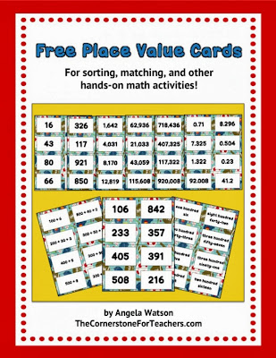 Classroom Freebies Too: Free base ten number cards for math games