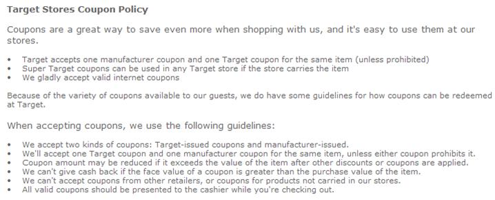 target coupon policy. Target Coupon Policy from