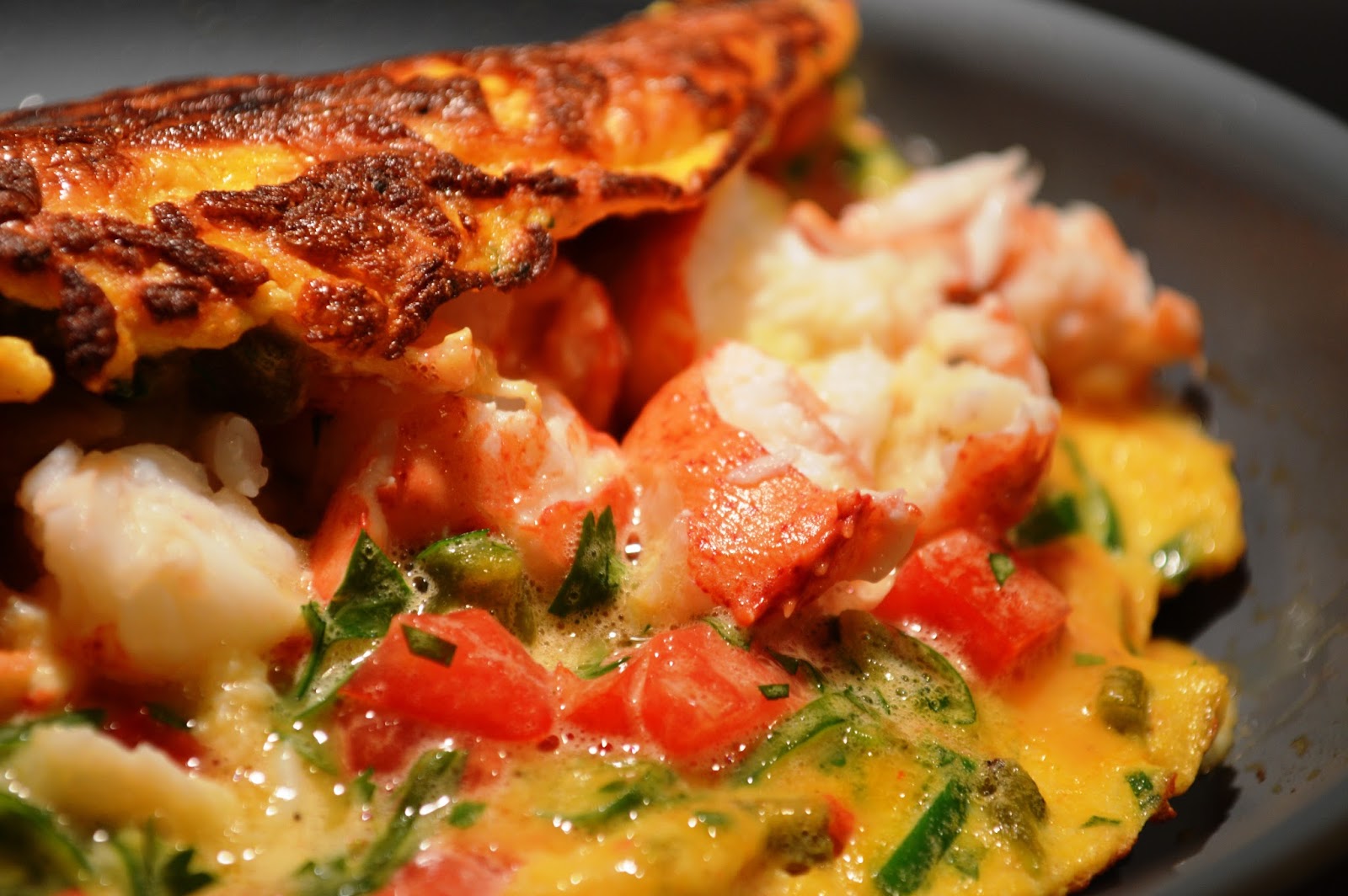 Clever Soiree Dinner Lobster Omelet with Peppers & Tomatoes
