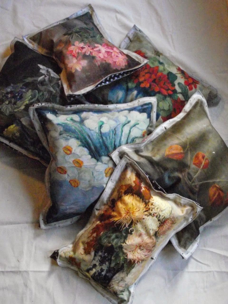 swarm pillows floral paintings