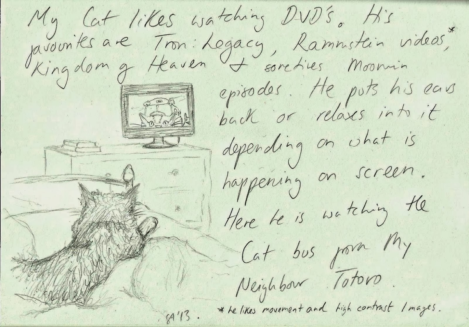 Random Thoughts Of A Bored Artist Day 12 My Cat Watches Tv