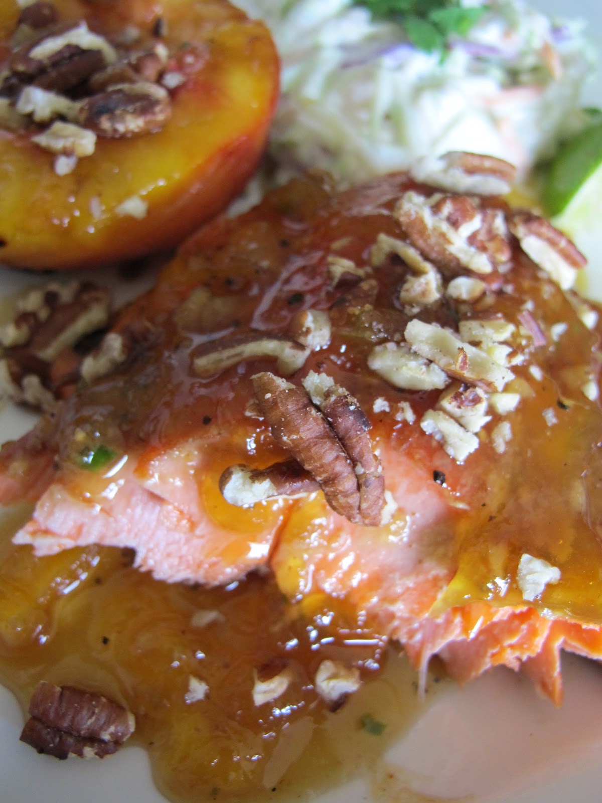 Spicy Grilled Salmon or Chicken with Grilled Peaches Purple Chocolat Home