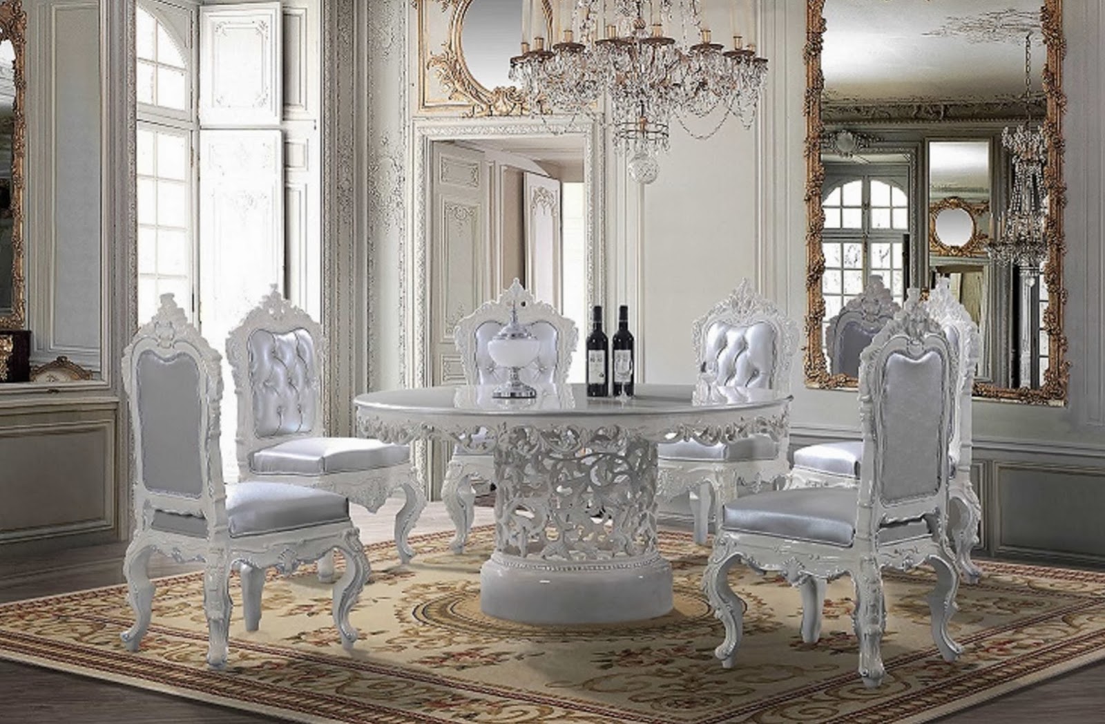 White And Silver Dining Room Set