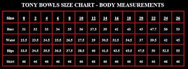 Tony Bowls Size Chart