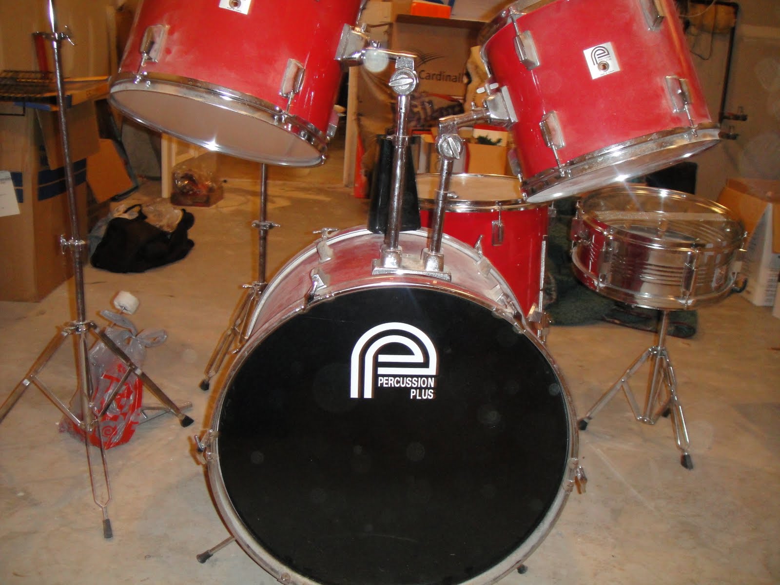 4 SALE Percussion Plus 5 Piece Drum Set Metallic Red 250.00